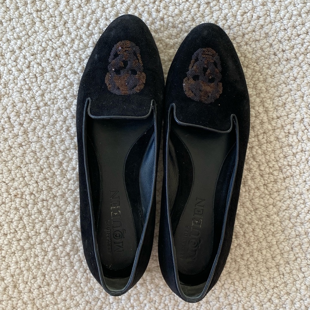 Alexander McQueen Black Velvet Flats 40.5